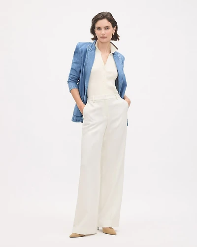 Crème Wide-Leg High-Rise Pant