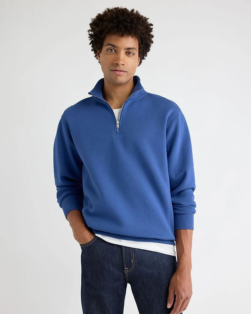 Pull à Col Montant Demi-Zip et Manches Longues