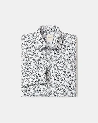 Slim-Fit Dress Shirt with Aquarelle Foliage Print