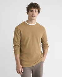 Long-Sleeve Crew-Neck Waffled Tee