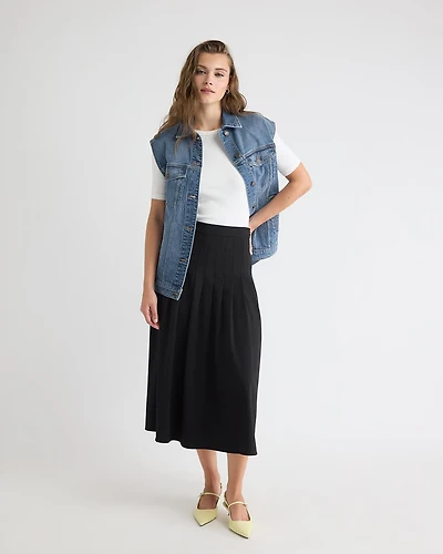 Ultra-High-Rise Twill Midi Skirt