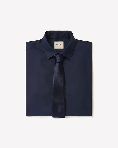 Slim-Fit Solid Cotton Modal Dress Shirt