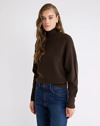 Long-Sleeve Mock-Neck Ribbed Pullover