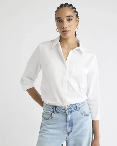 Long-Sleeve Buttoned-Down Poplin Blouse