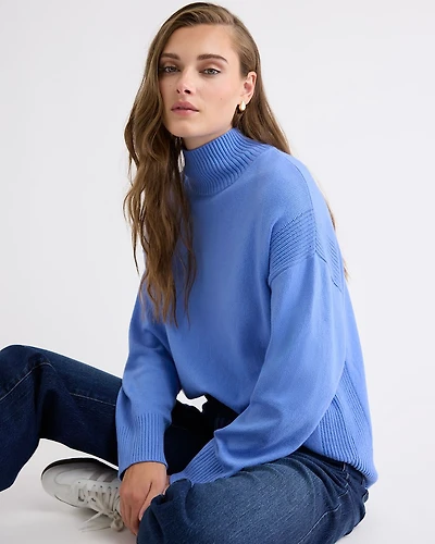 Long-Sleeve Funnel-Neck Merino-Blend Sweater
