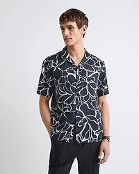 Short-Sleeve Linen Shirt with Camp Collar