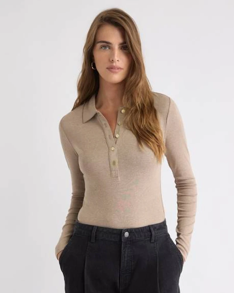 Luxe Knit Long-Sleeve Polo