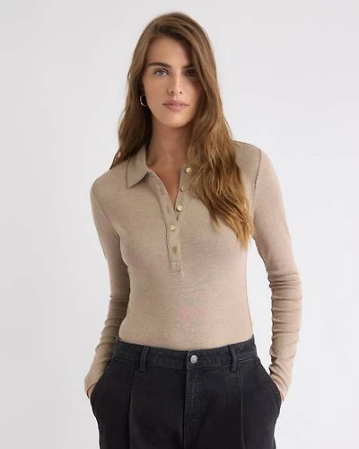 Luxe Knit Long-Sleeve Polo