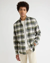 Regular-Fit Green Plaid Flannel Shirt