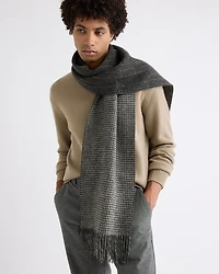 Doubled-Face Wool Scarf with Fringes