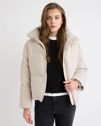 Short Wool-Blend Puffer Jacket