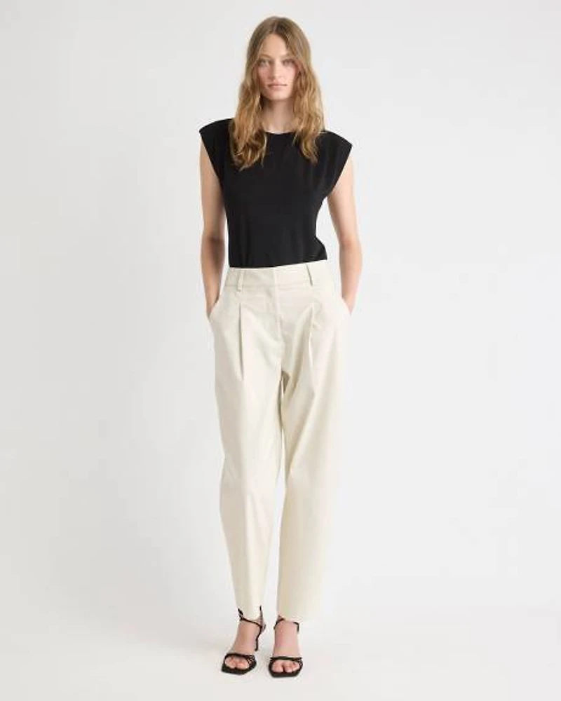 Pantalon à Jambe Ballon et Taille Haute en Serg