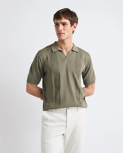 Short-Sleeve Johnny Sweater with Vertical Stripes