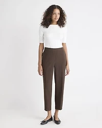 Pantalon Jogger Fluide Brun à Taille Mi-Haute et Jambe Fuselée