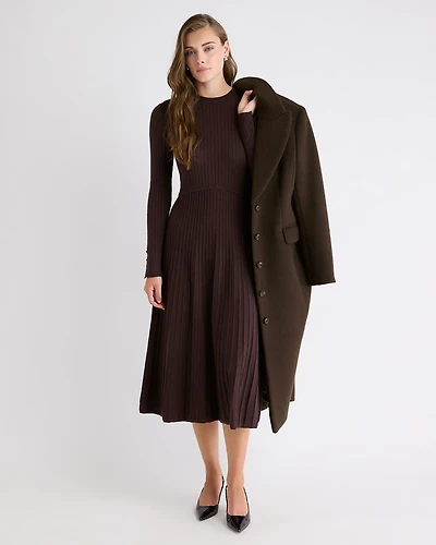 Long-Sleeve Ribbed Midi Sweater Dress