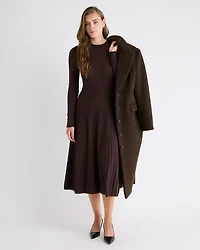 Long-Sleeve Ribbed Midi Sweater Dress