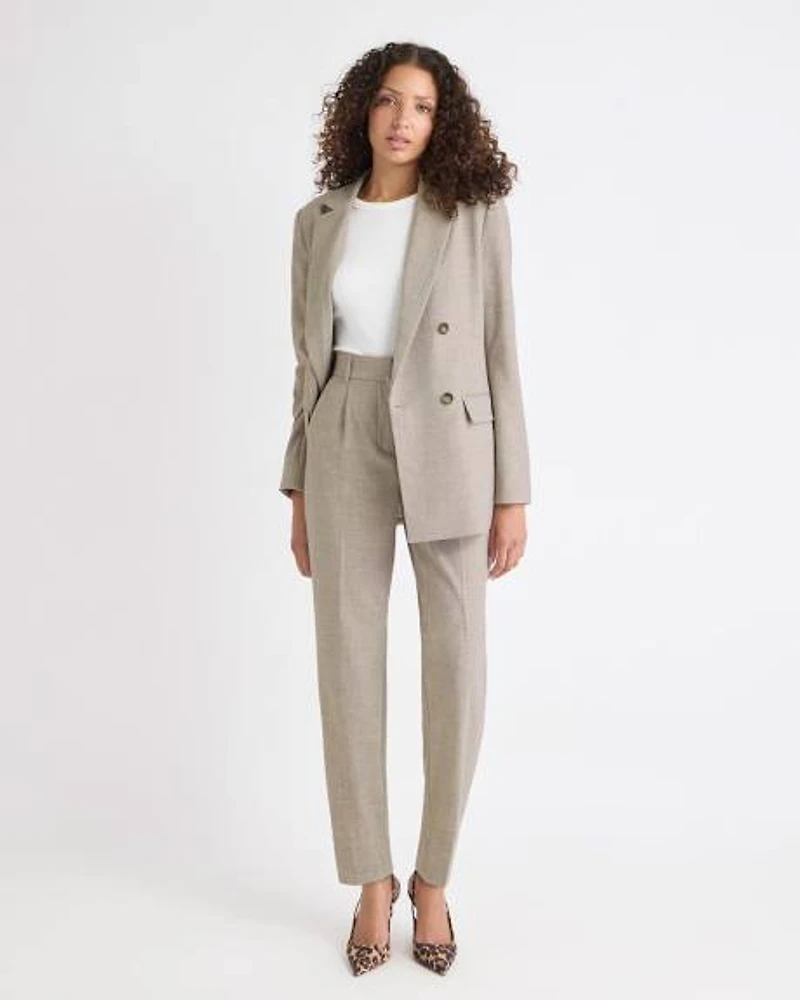 Taupe Tapered-Leg High-Rise Ankle Pant