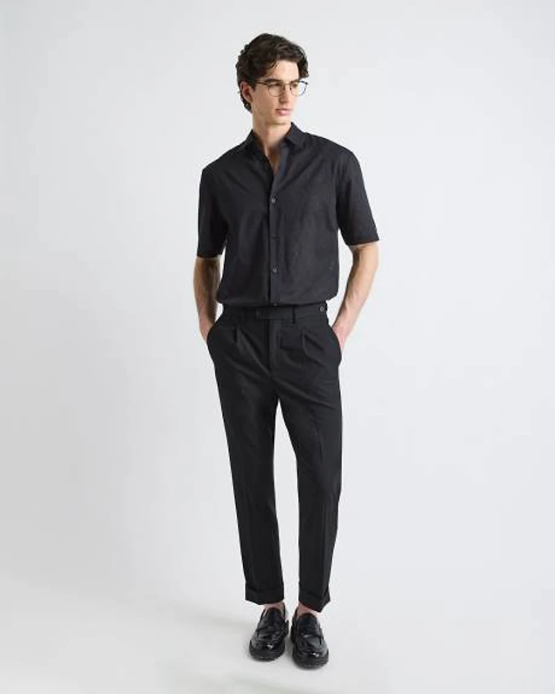 Pleated Tapered-Leg City Pant