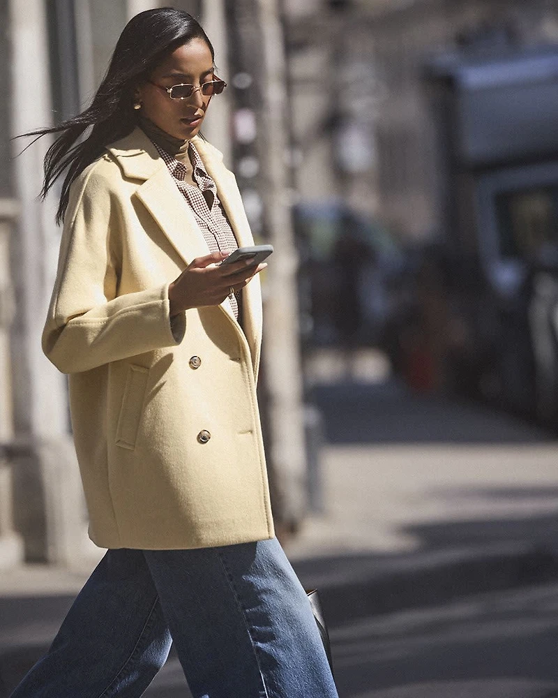 Melton Wool-Blend Double-Breasted Peacoat