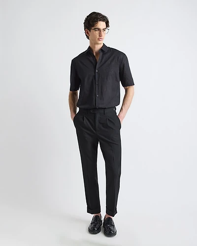 Pleated Tapered-Leg City Pant