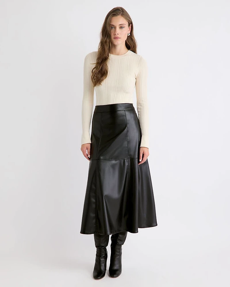 Ultra-High-Rise Faux-Leather Midi Skirt