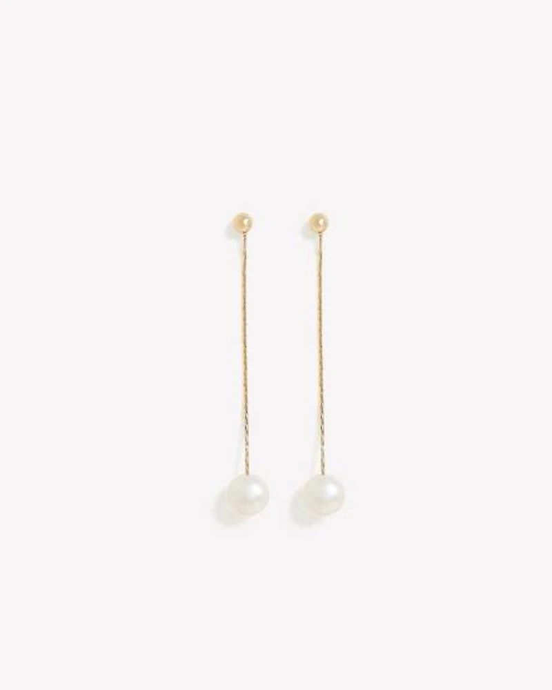 Stud Earrings with Long Freshwater Pearl Pendants