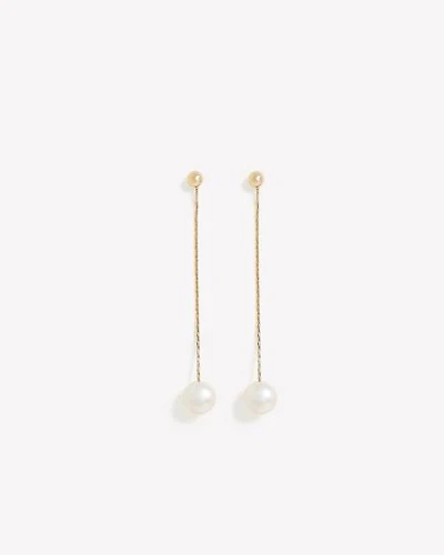 Stud Earrings with Long Freshwater Pearl Pendants