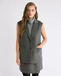 Wool-Blend Long Sleeveless Vest