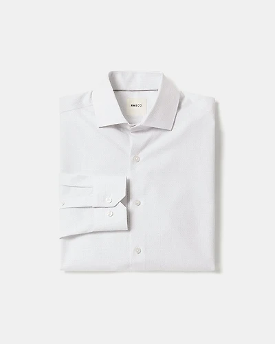 White Slim-Fit Dress Shirt with Micro Dots