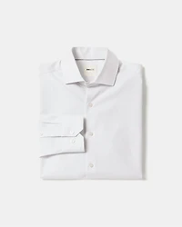 White Slim-Fit Dress Shirt with Micro Dots