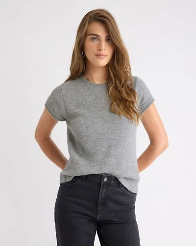 Pull Ample en Laine à Manches Courtes et Col Rond