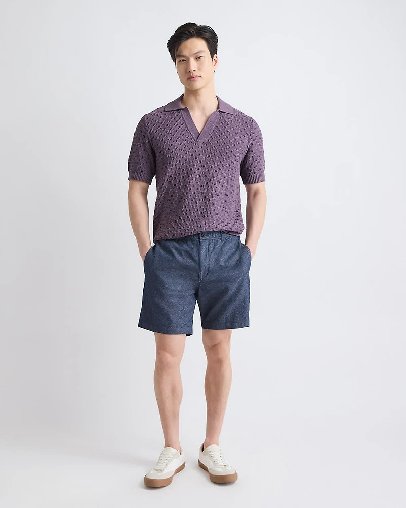 Linen-Blend Short with Elastic Waistband