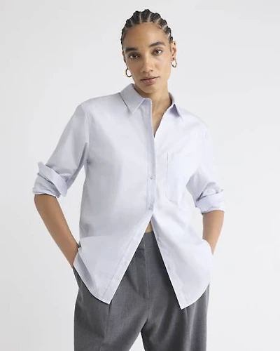 Long-Sleeve Buttoned-Down Poplin Blouse