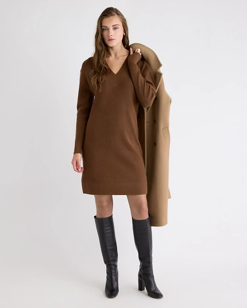 Robe Courte à Manches Longues et Col V