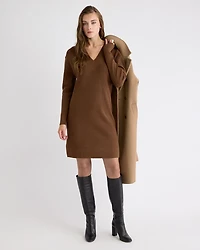 Robe Courte à Manches Longues et Col V