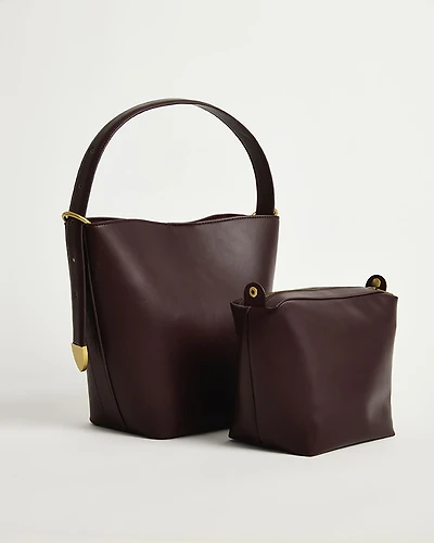 Faux Leather Bucket Bag