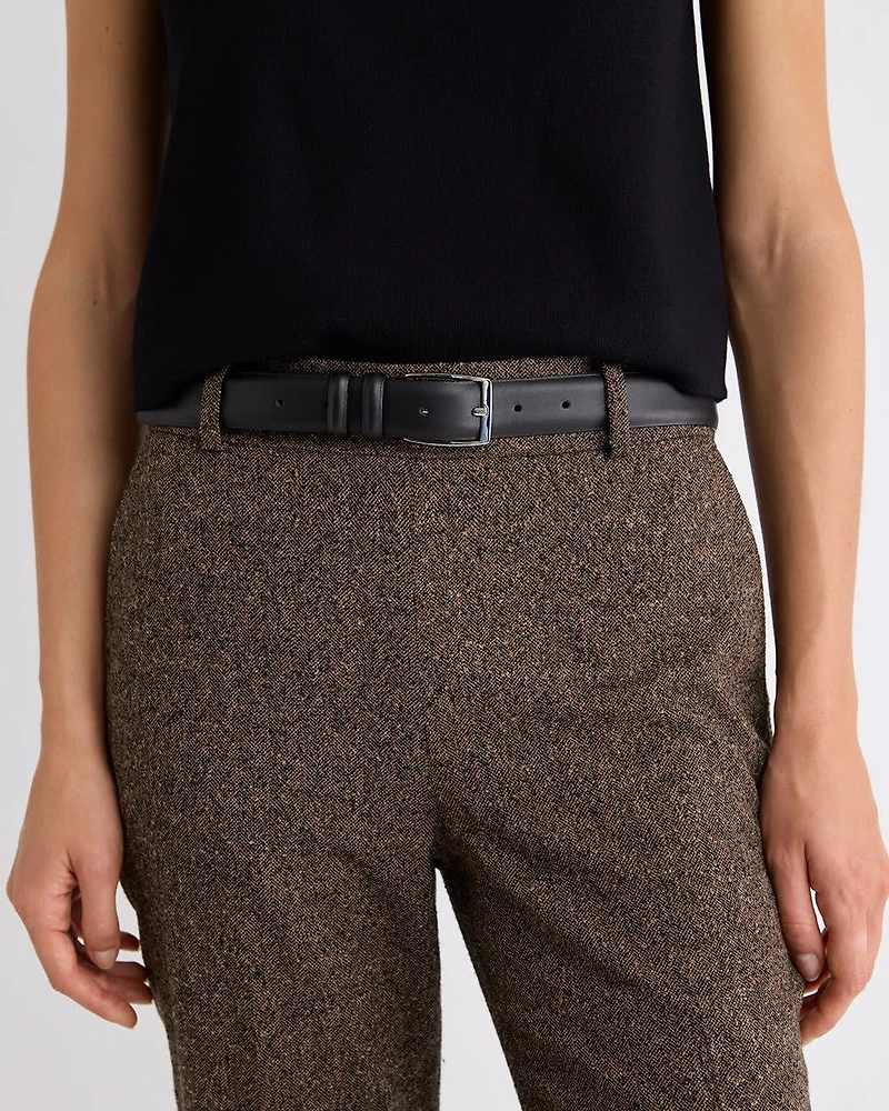 Leather Trouser Belt with Square Buckle