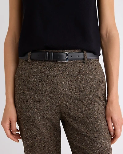Leather Trouser Belt with Square Buckle