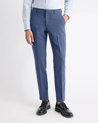 Pantalon de Complet Bleu en Mélange Laine à Coupe Étroite