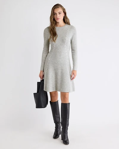Long-Sleeve Crew-Neck Mini Sweater Dress
