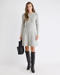Long-Sleeve Crew-Neck Mini Sweater Dress