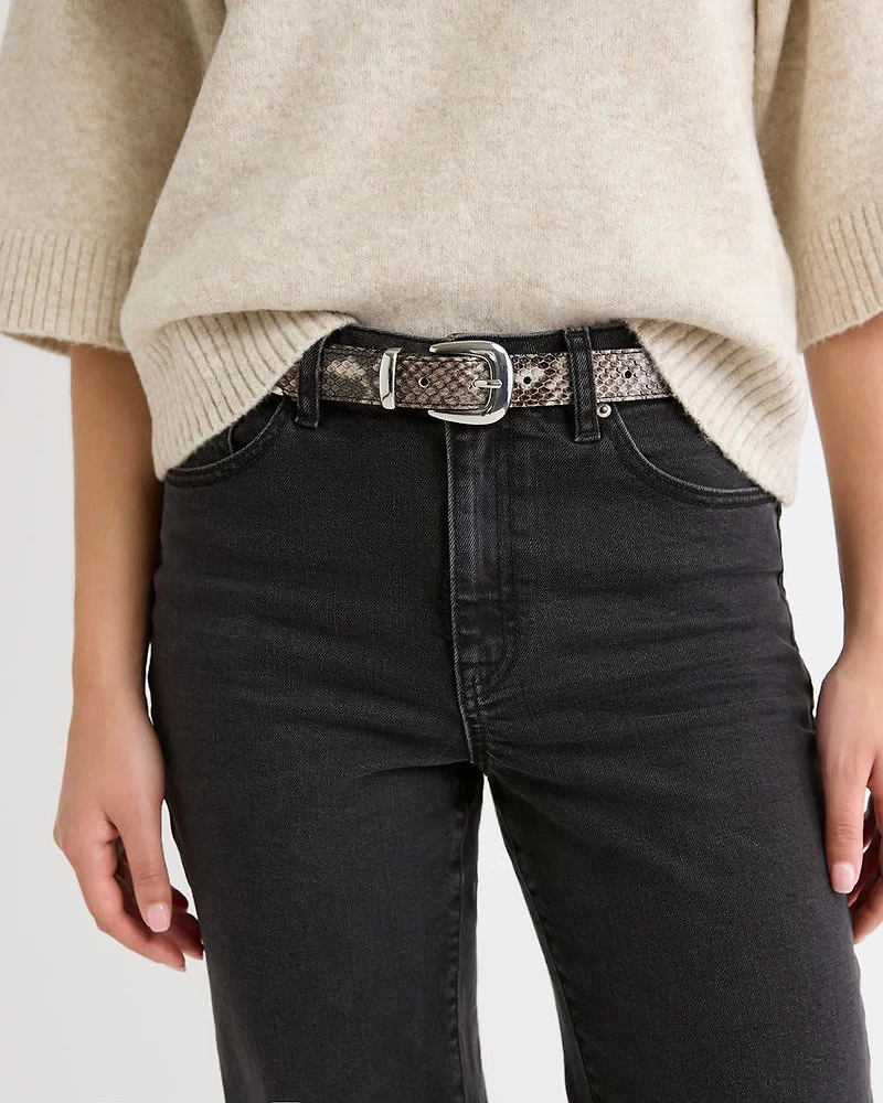 Leather Belt with Snakeskin Pattern