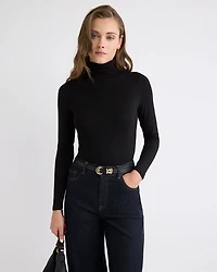 Fitted Long-Sleeve Mock-Neck Tee