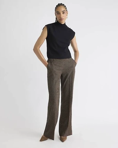Mid-Rise Flare-Leg Herringbone Pant