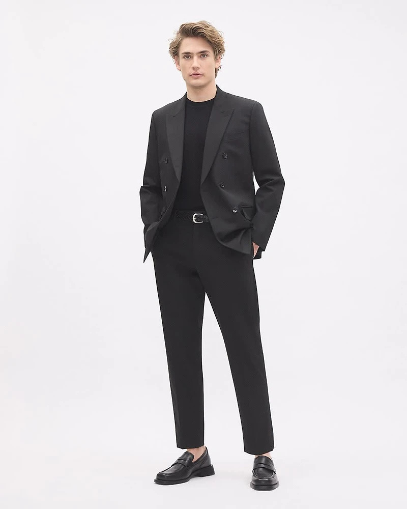Tapered-Leg Black Suit Pant