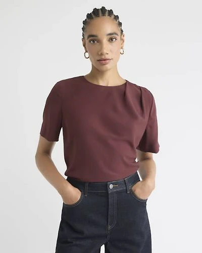 Blouse Bimatière à Manches Courtes et Col Rond
