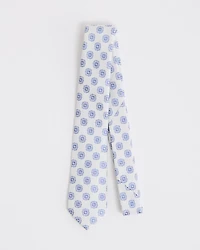 Linen-Blend Tie with Geometric Pattern