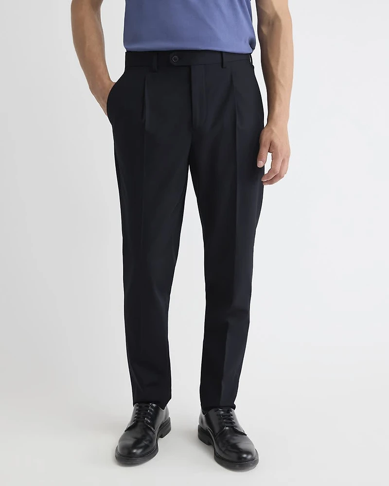 Wool-Blend Tapered-Leg Pleated Dress Pant
