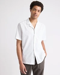 Short-Sleeve Camp-Collar Shirt with Embroidered Details
