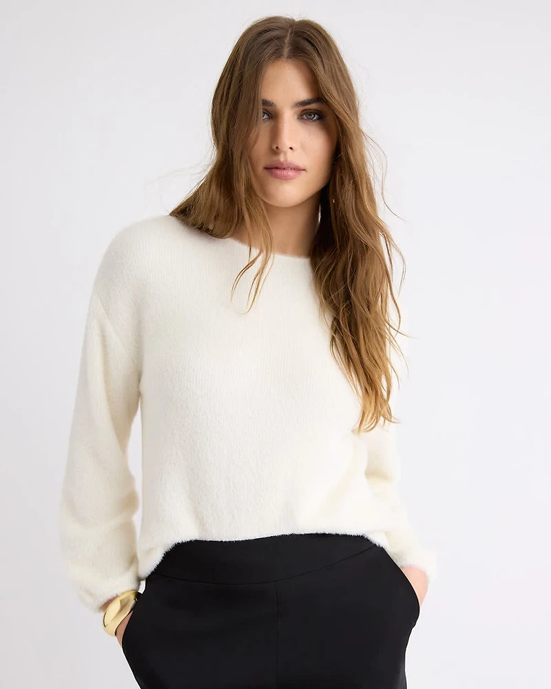 Long-Sleeve Crew-Neck Ribbed Top